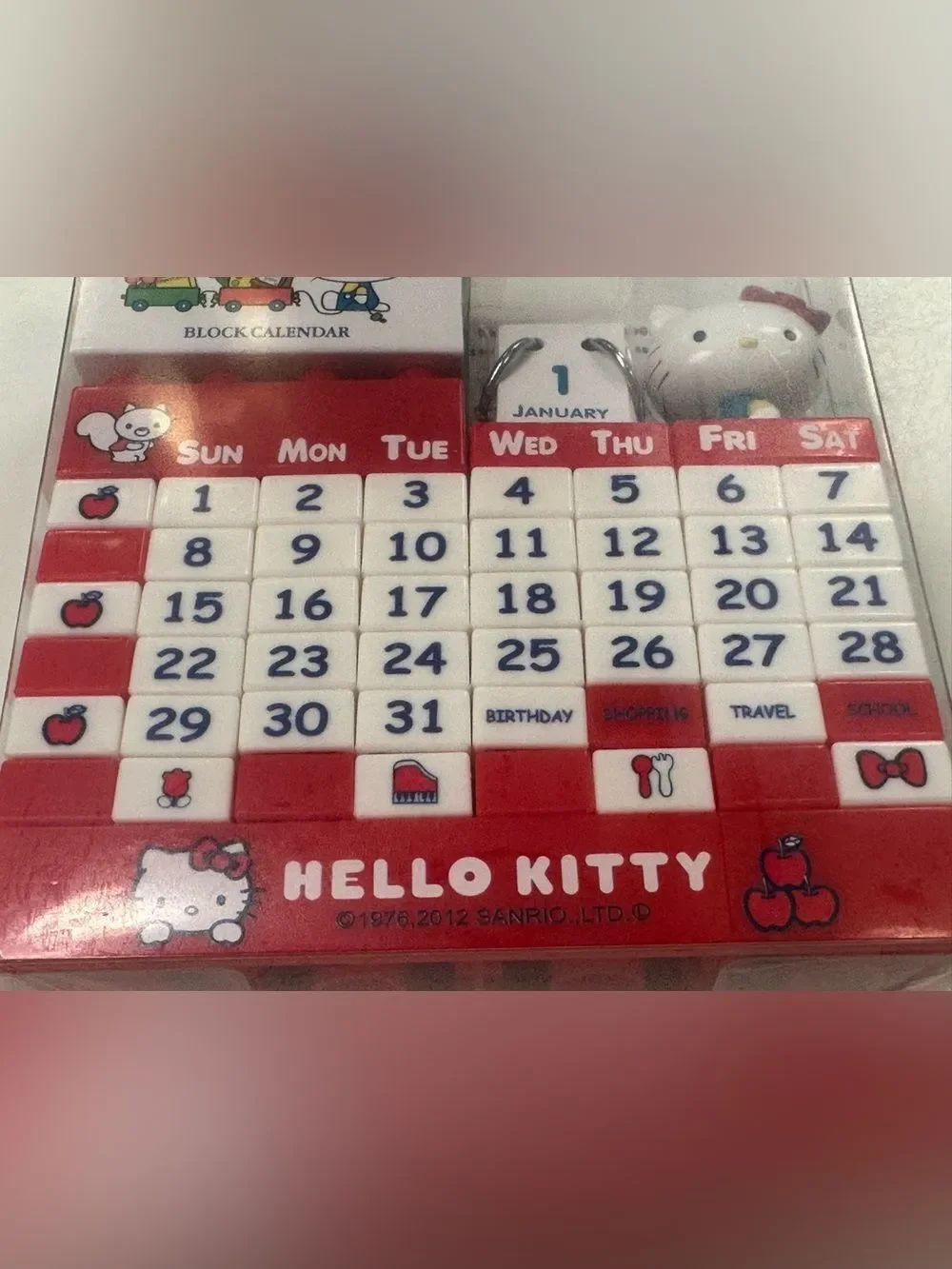 Sanrio Hello Kitty Red Perpetual Block Desk Calendar NEW